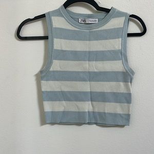 Zara Stripe Knit Tank Top - Blue & White